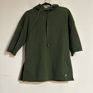 Alo Yoga Falls Green Short Sleeve Pullover Sweatshirt Hoodie Size Small